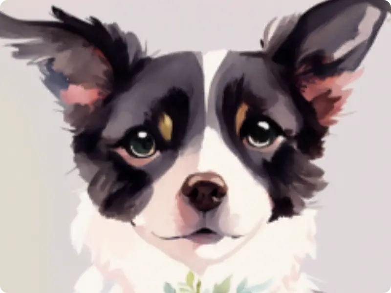 chân dung chó màu nước