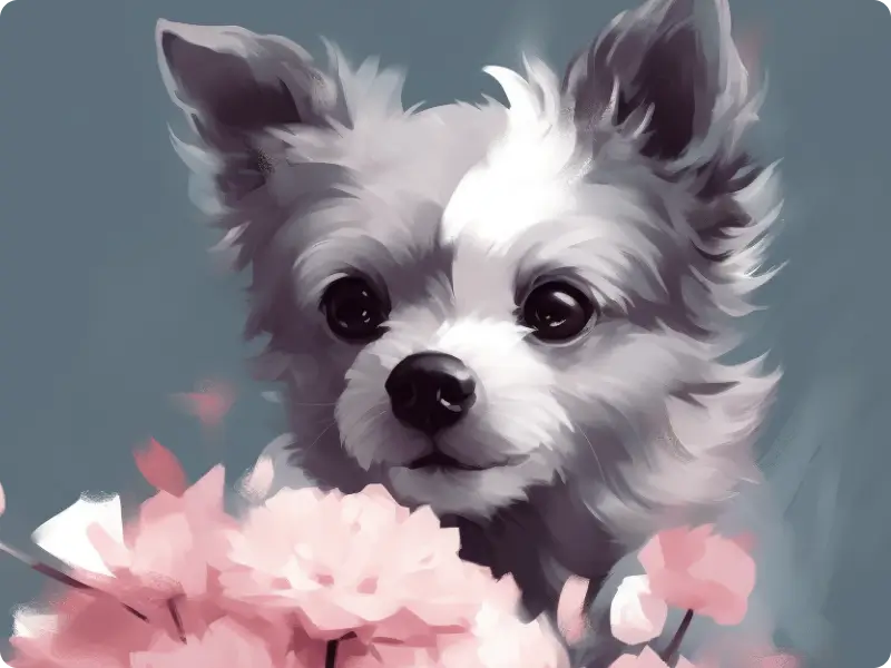 chân dung màu nước chó xám