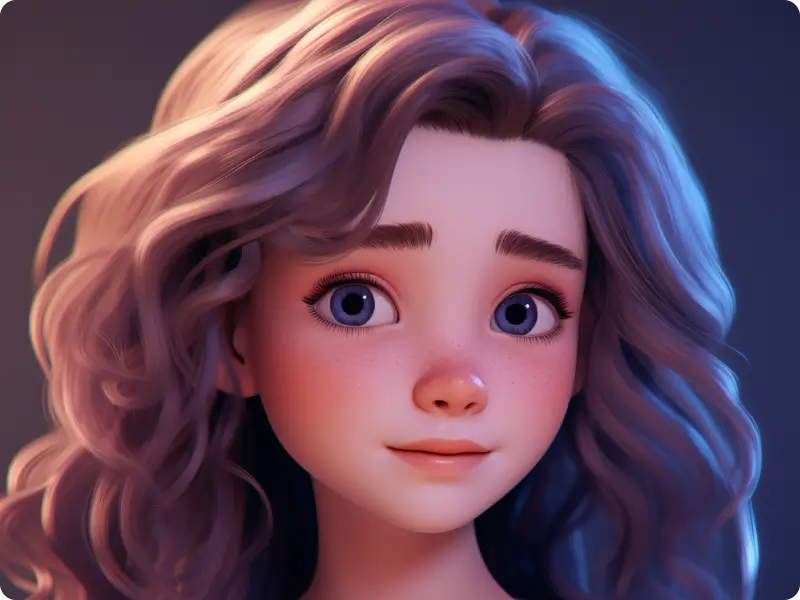 chân dung hoạt hình 3D của phụ nữ