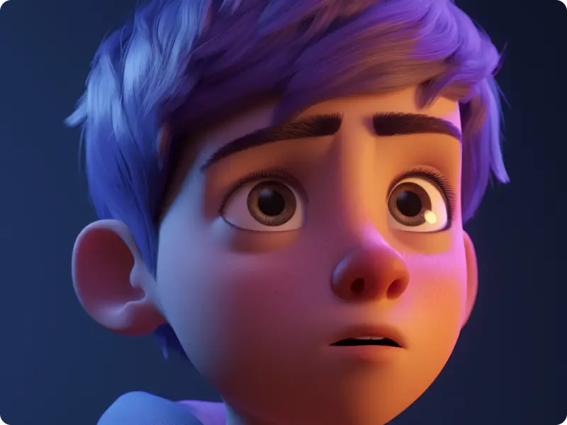 cậu bé 3D hoạt hình chân dung