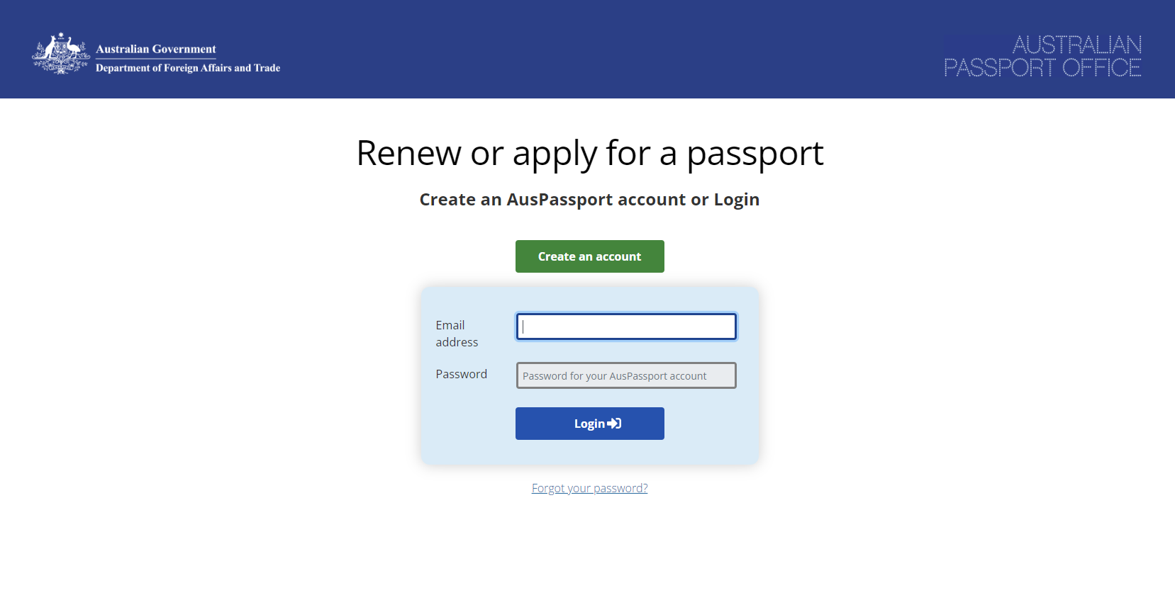 Australian passport application
