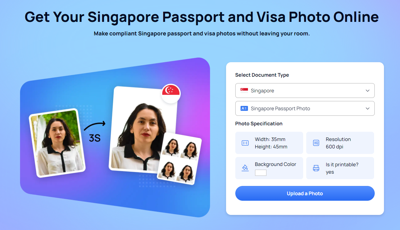 Create Singapore Passport and Visa Photo Online