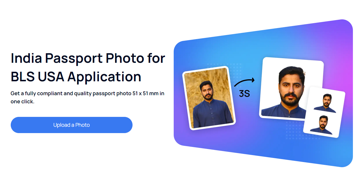 Make Compliant India Passport Photos for BLS USA Application Online