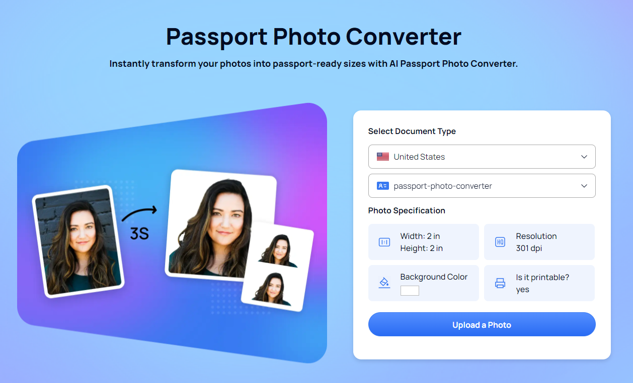 Convert Photo to Passport Size Online AiPassportPhotos
