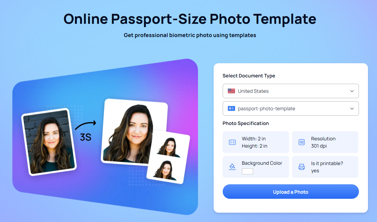 Get Printable Biometric Photo With Passport Photo Template