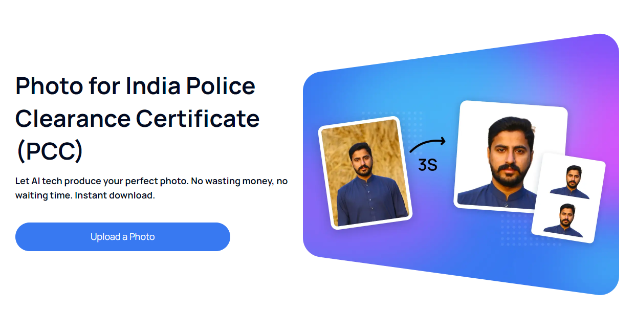 Make Photos for India Police Clearance Certificate at Home with AI