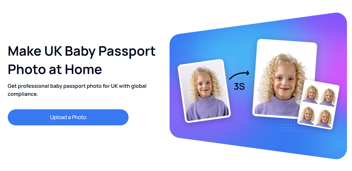 Get UK Baby Digital Passport Photo with AI in 3 Seconds