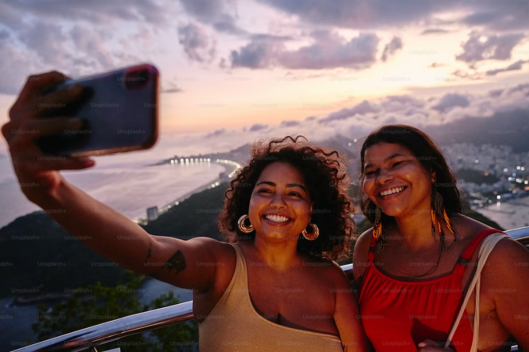 two indian women is shotting their selfie