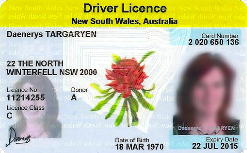 Australian NSW Driving Licence