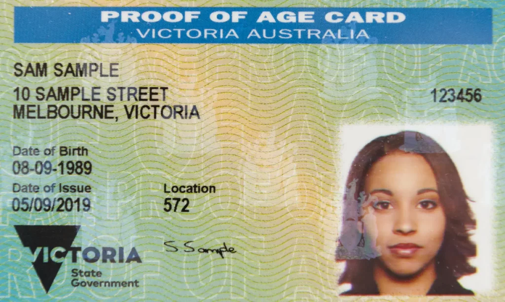 Sample of Australian Proof of Age Card