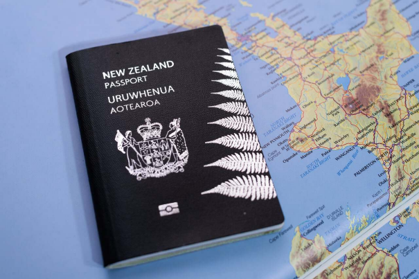 A New Zealand passport on A Map
