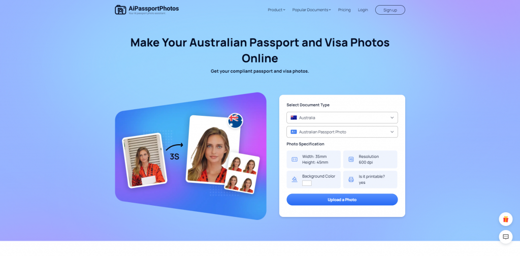 AiPassportPhotos Australia homepage
