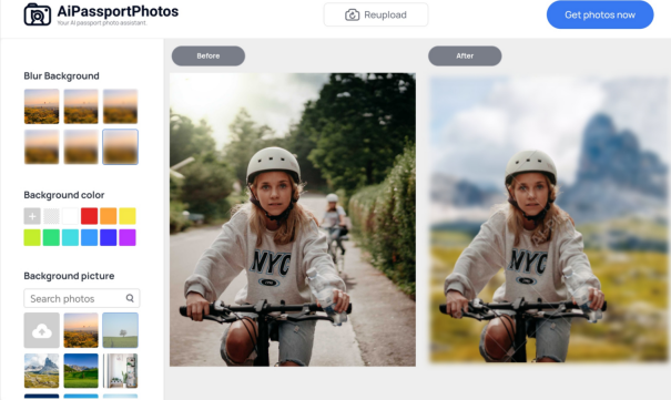 blur photo background with aipassportphotos