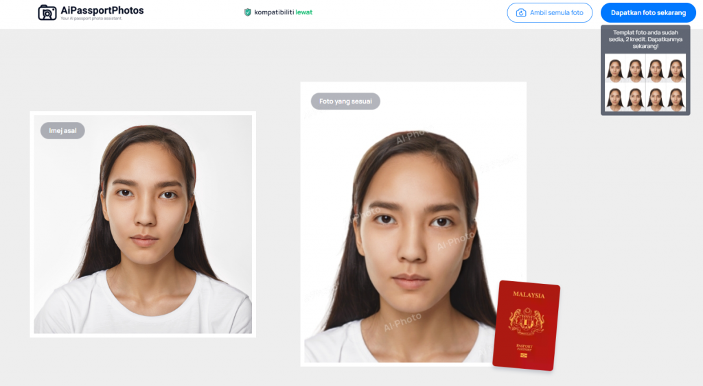 passport photo with a woman in white t-shirt