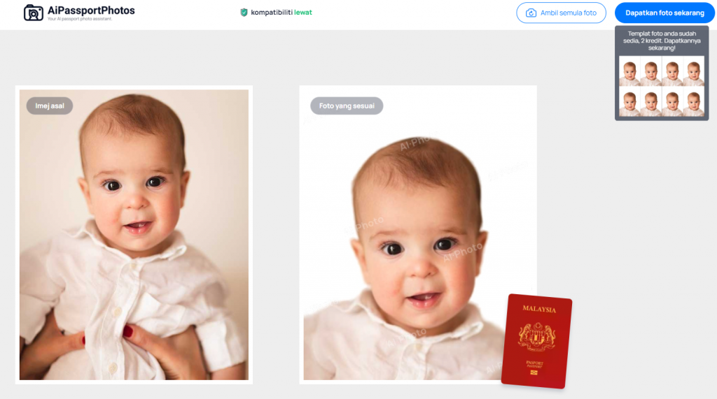 Malaysian baby passport photo example