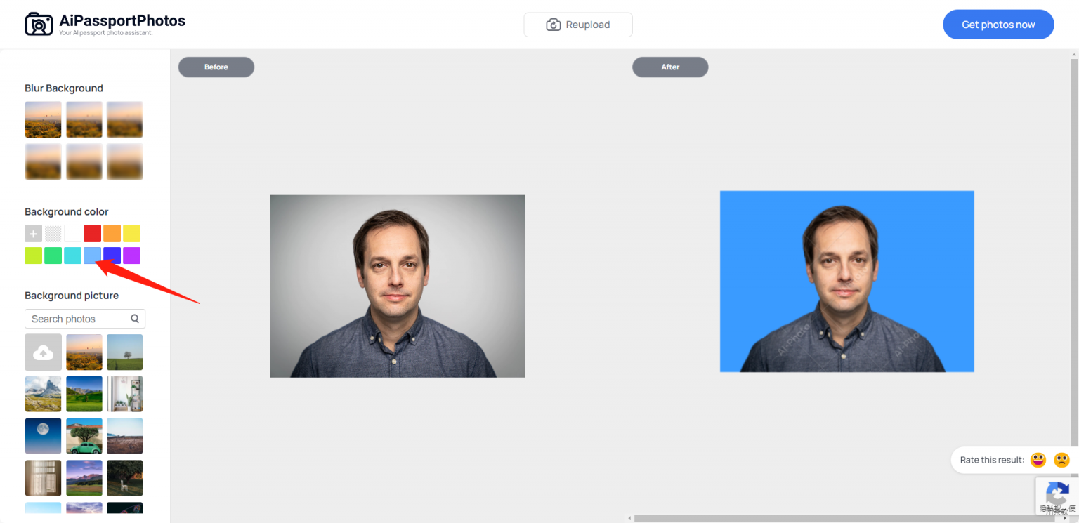 Passport Photos with Blue Background