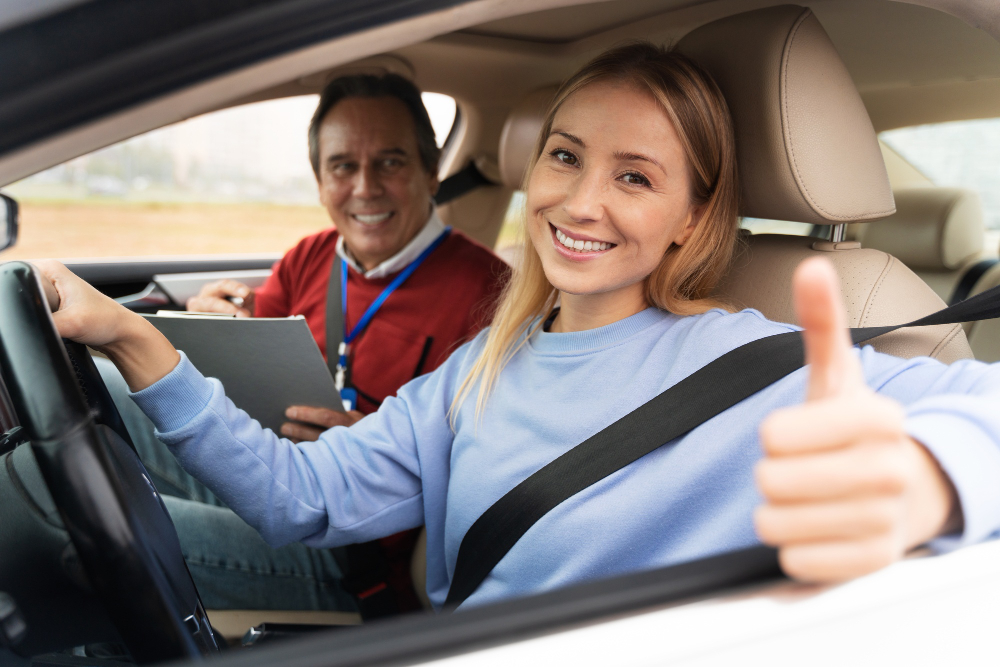 two people in a car