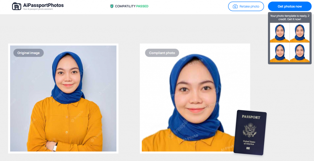 a woman wearing a hijab for passport photo