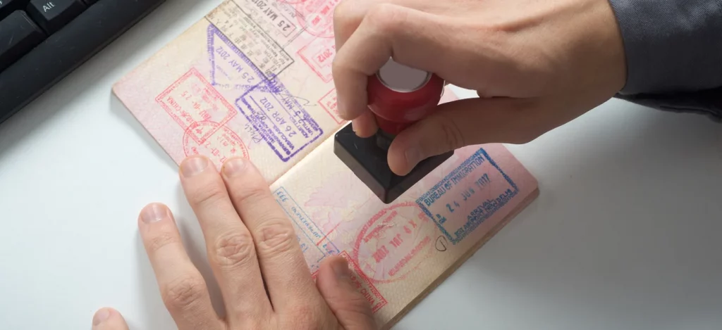 a man staple a passport