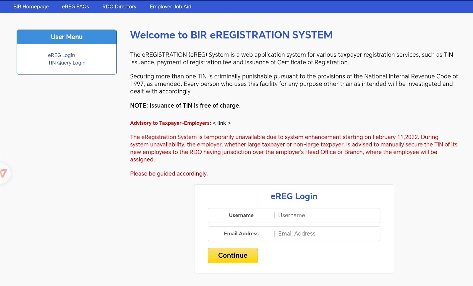 BIR homepage
