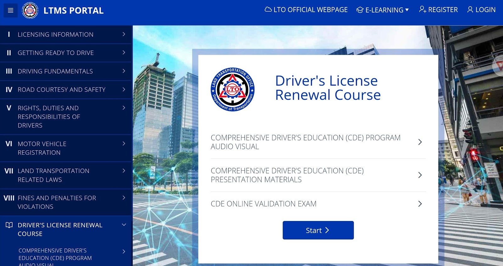 LTMS Portal for renewing Philippine Driver's License