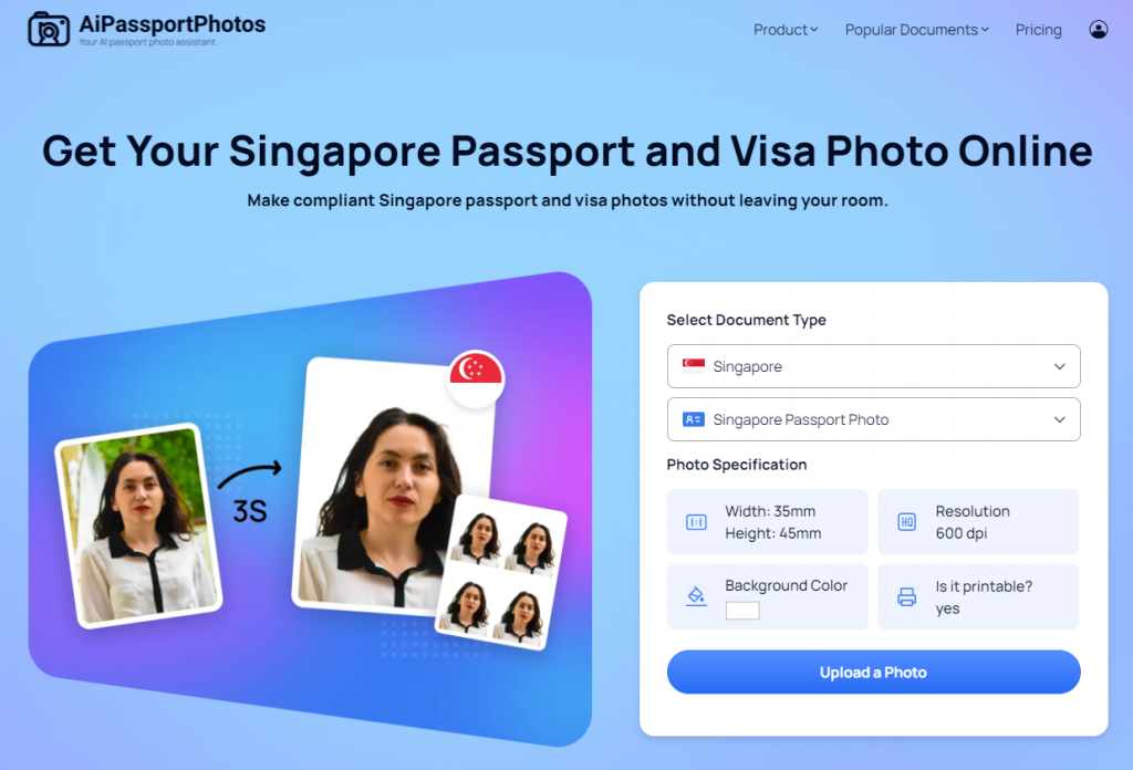 AiPassportPhotos Singapore Homepage