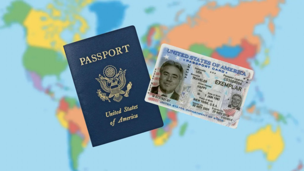 US passport book and passport card