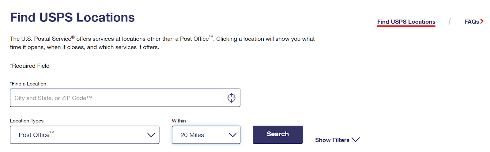 Find USPS locations