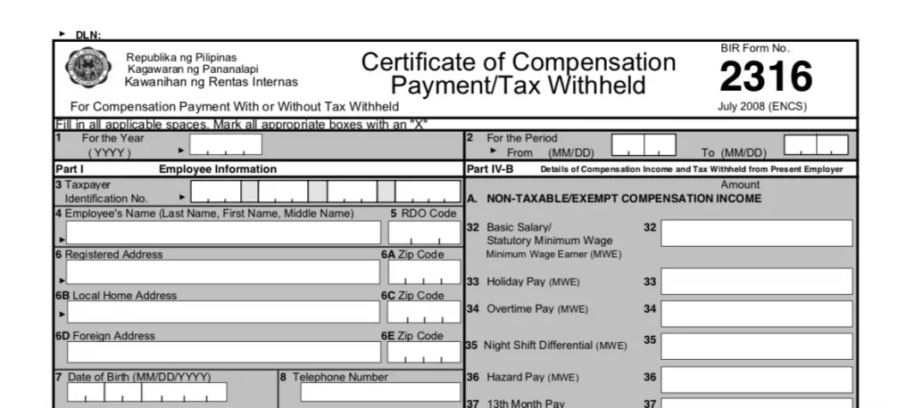 BIR Form 2316