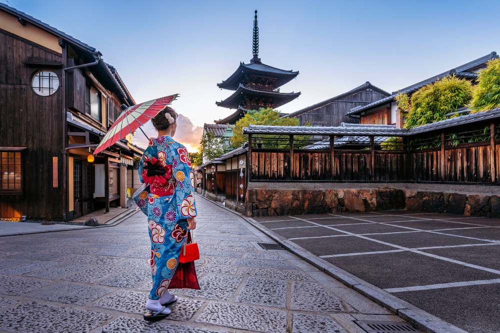woman wearing japanese traditional kimono