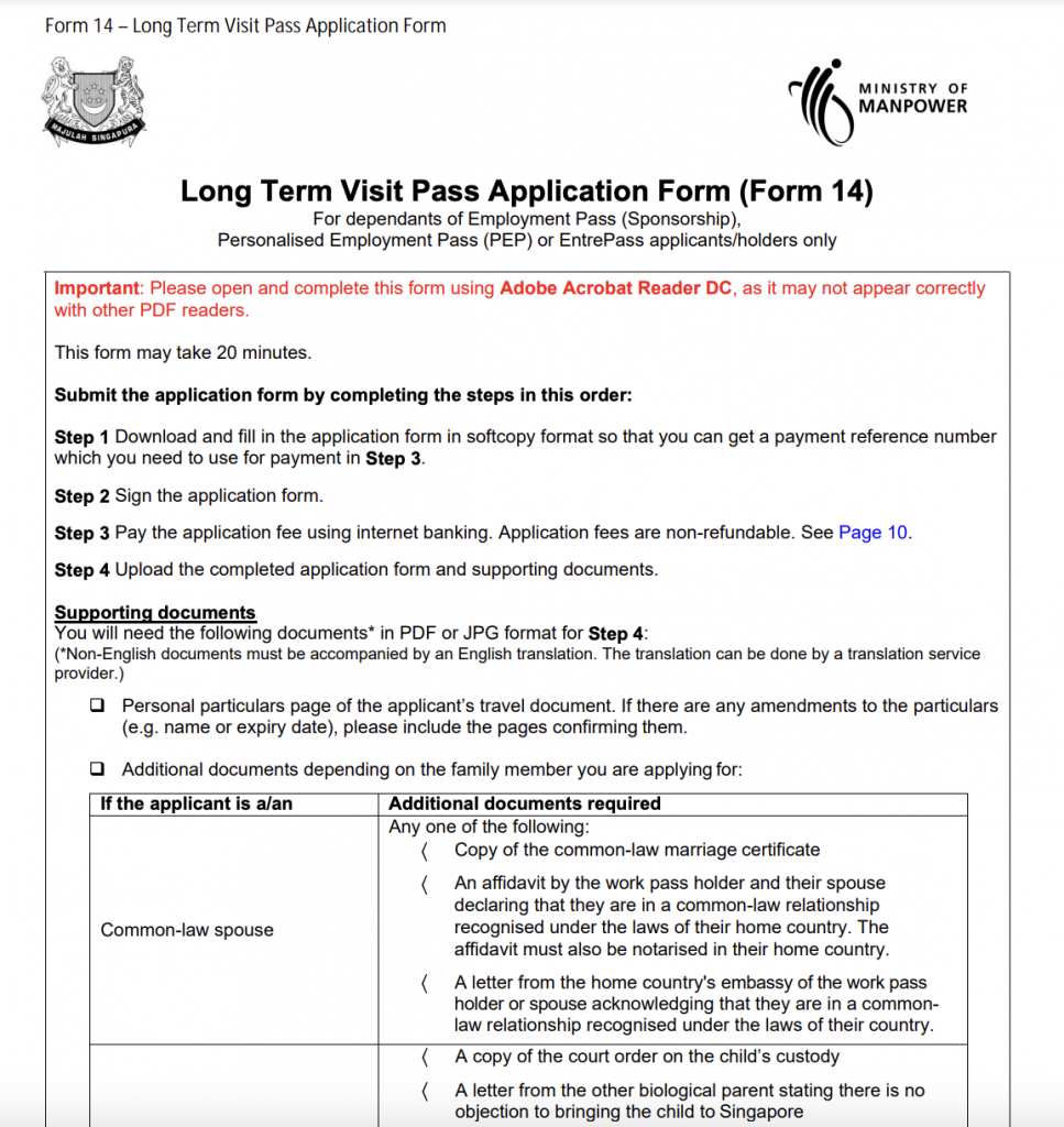 Long Term Visit Pass Application Form