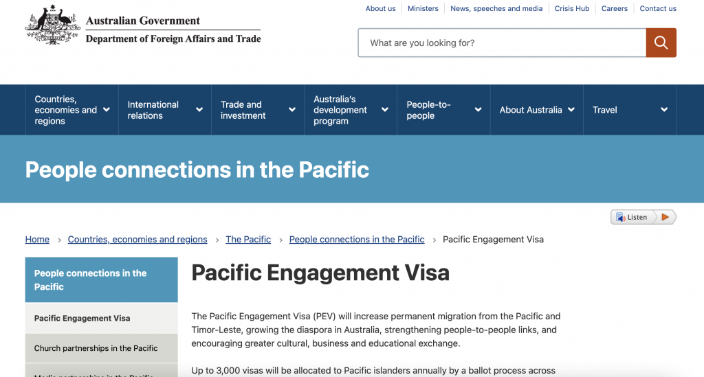 Pacific Engagement Visa