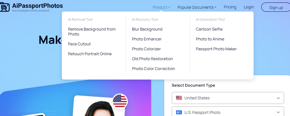 AiPassportPhotos Homepage Menu