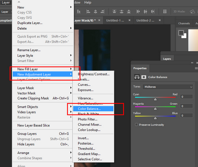 Color Balance on Adobe Photoshop