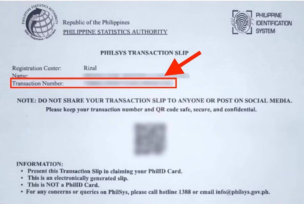 National ID transaction number