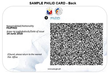 The back of a sample PhilID card