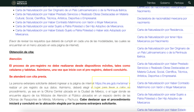 pre-registration on Mexico government website