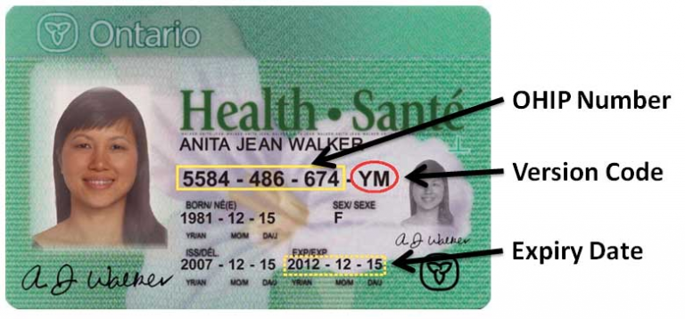 What is a Health Card Version Code in Ontario