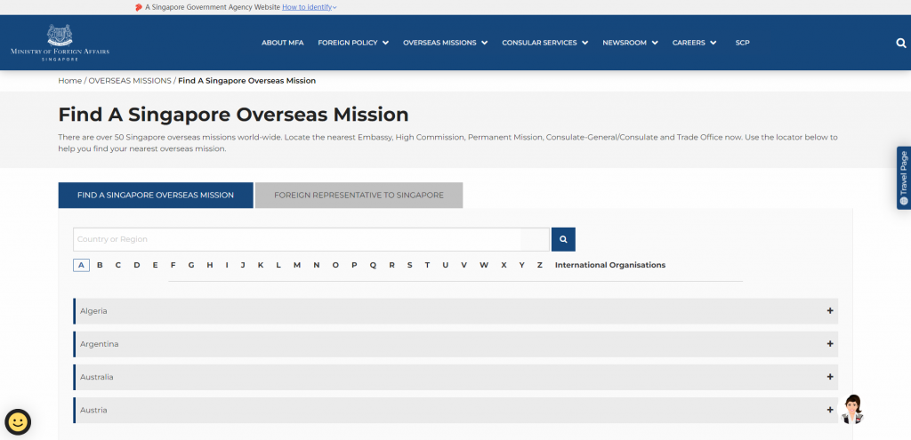 Find A Singapore Overseas Mission
