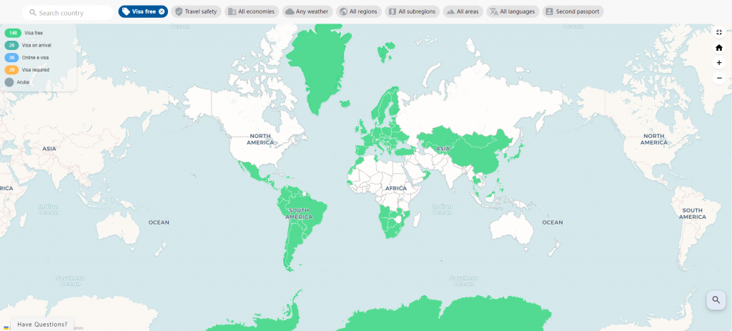 Aruba visa-free country list