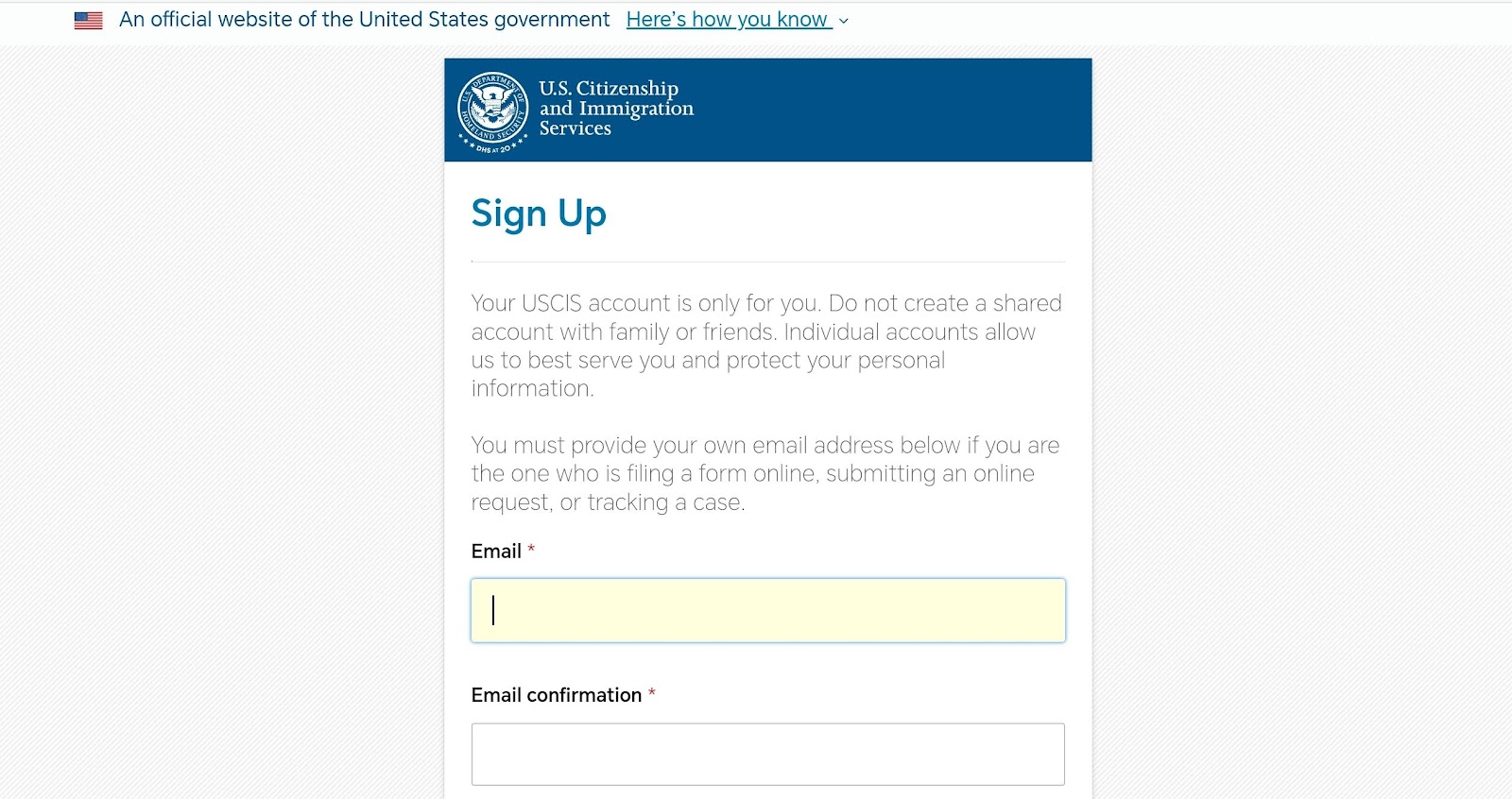 USCIS online account