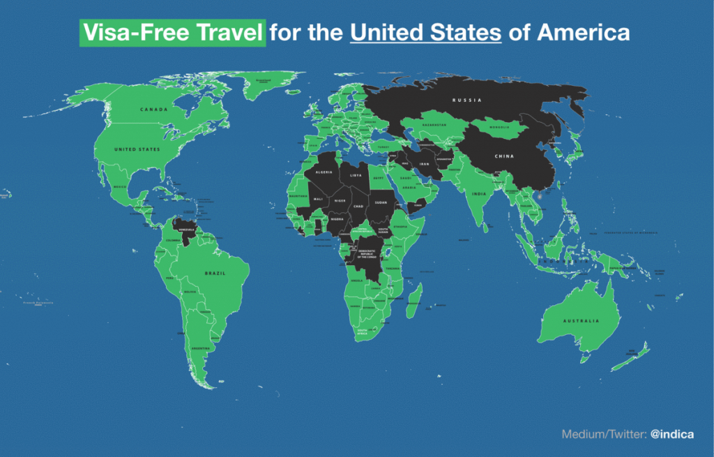 Visa-free countries for US passports