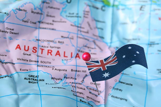 Australia flag and map