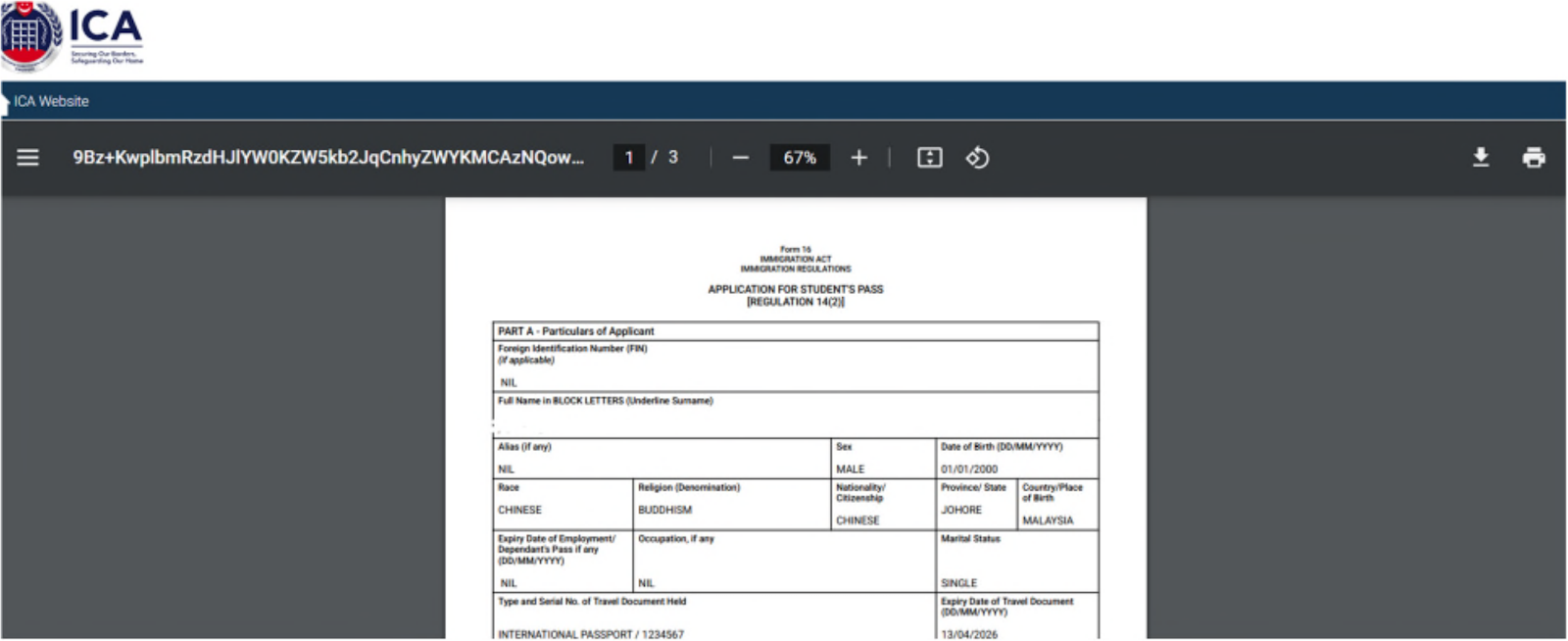 Verify the information and click Submit student pass application