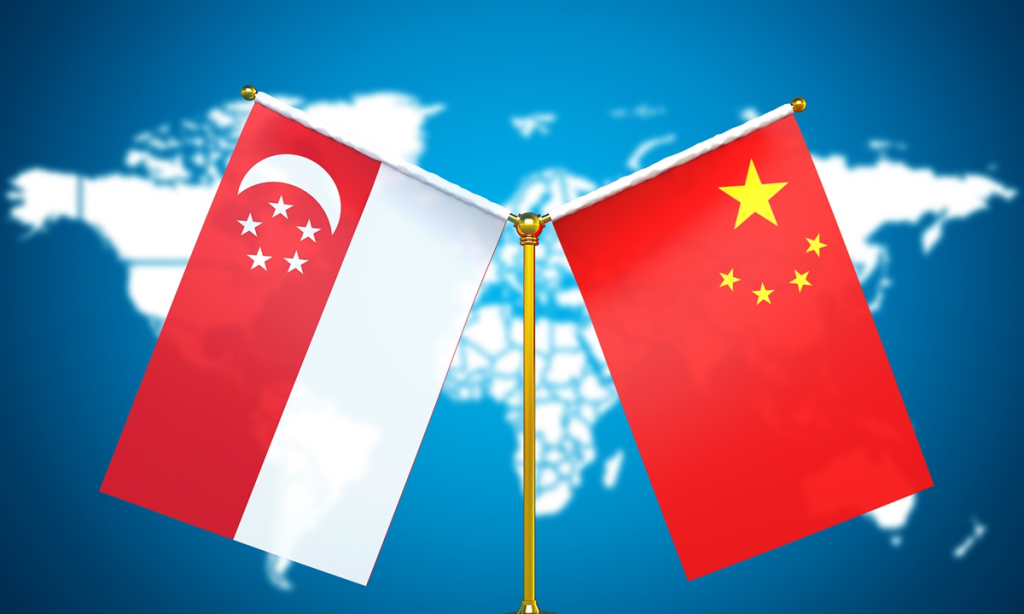 Singapore and China national flags