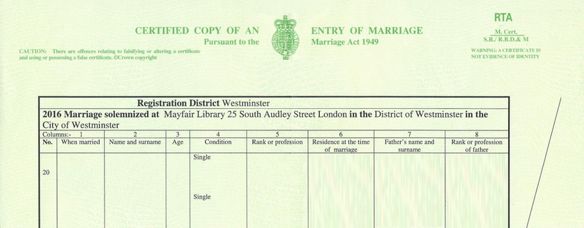 marriage certificate