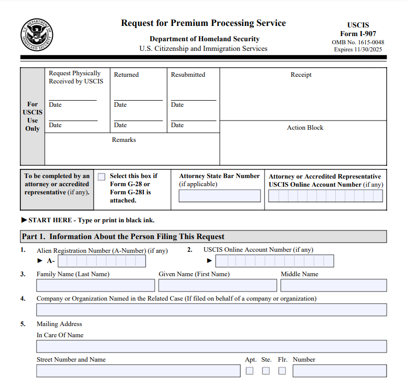 Form I-907