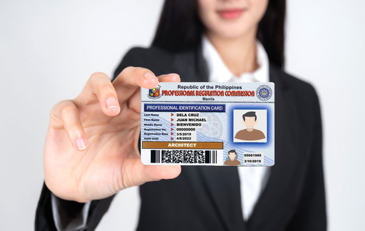 a woman holding Philippine PRC ID