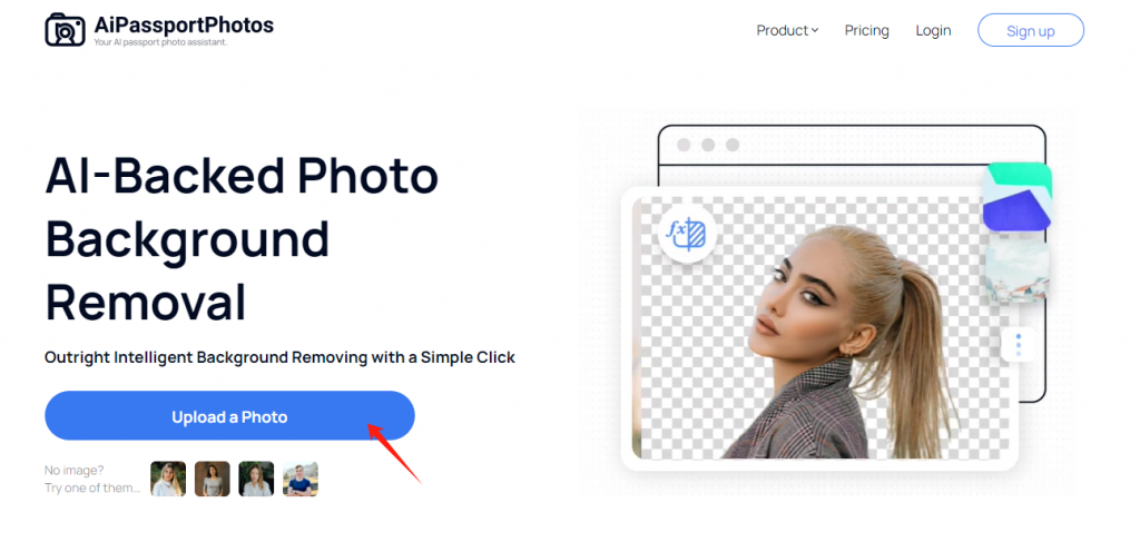 Upload a photo on AiPassportPhotos Background Remover
