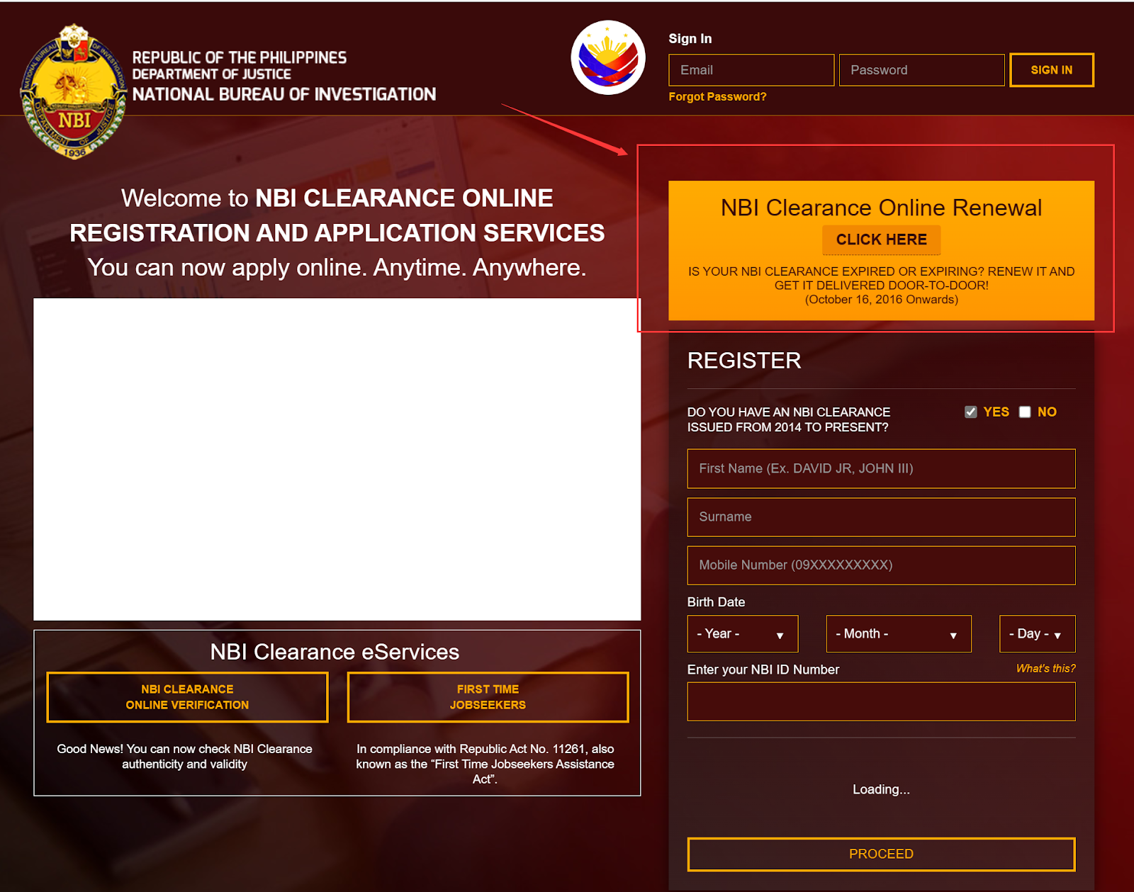 renew NBI clearance online